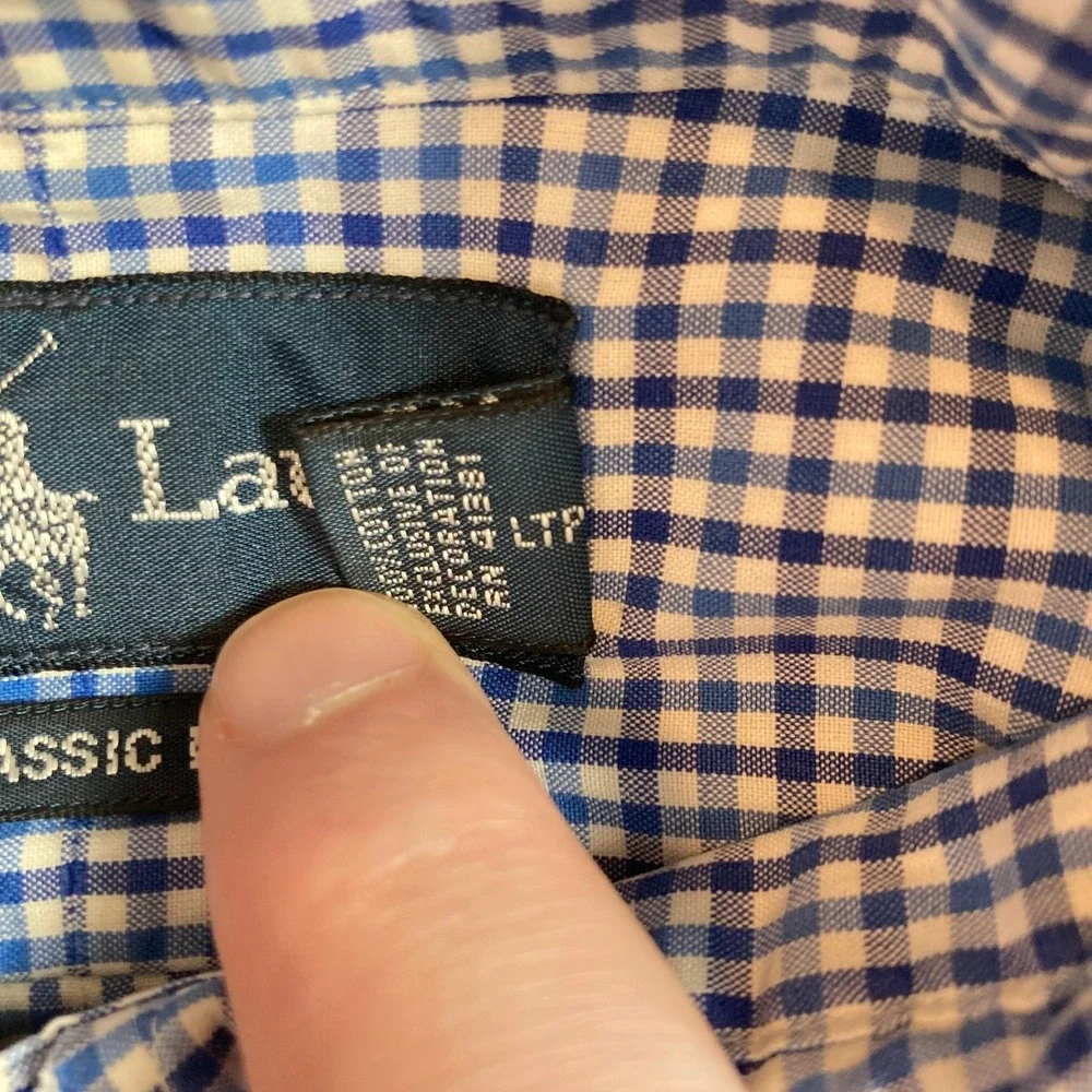 Polo Ralph Lauren Mens S Classic Fit Blue White Gingham Button Down Shirt Preppy